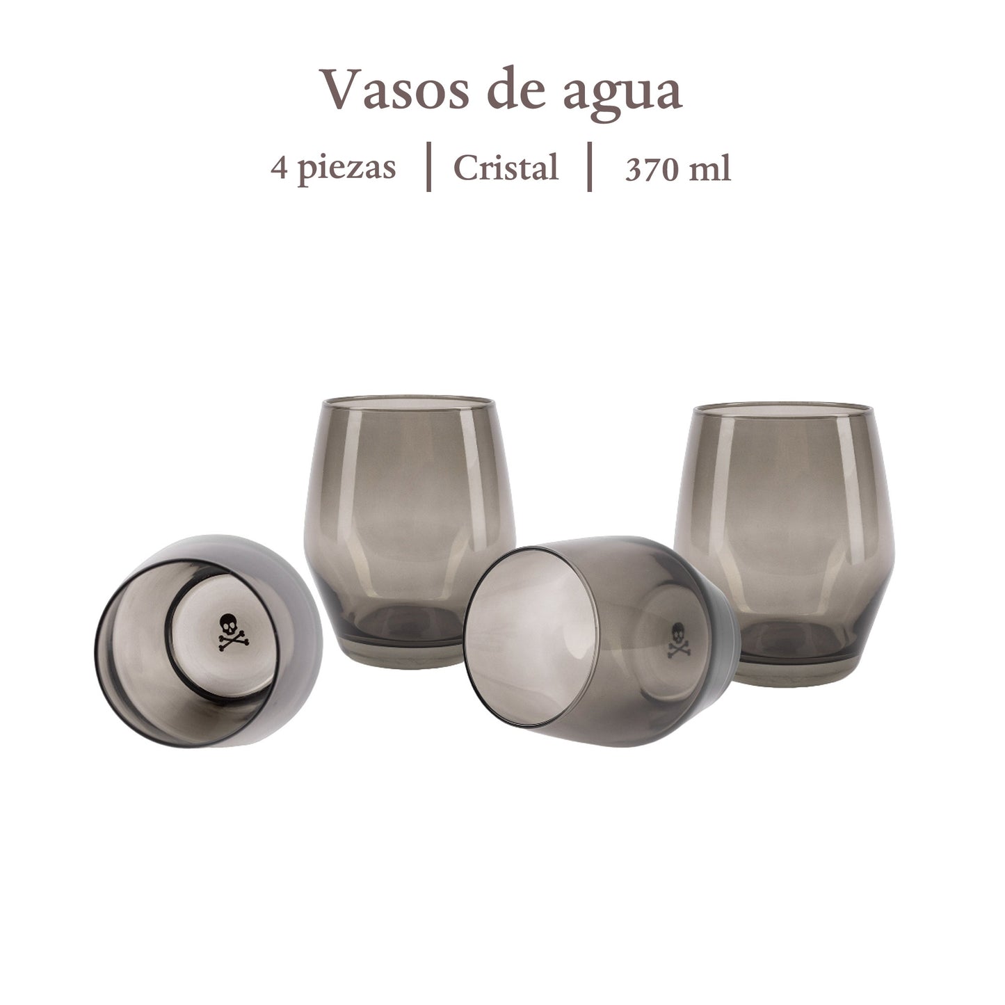 Set de 4 vasos de agua de 370ml en cristal Scalpers Home. Video: https://youtu.be/OrBVABNLrM4