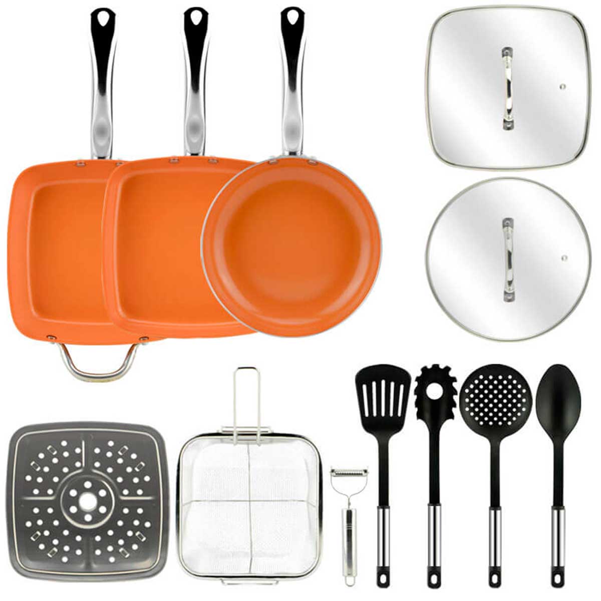 Juego Sartenes Set 12 piezas Cocina Inducción Aluminio Gridinlux