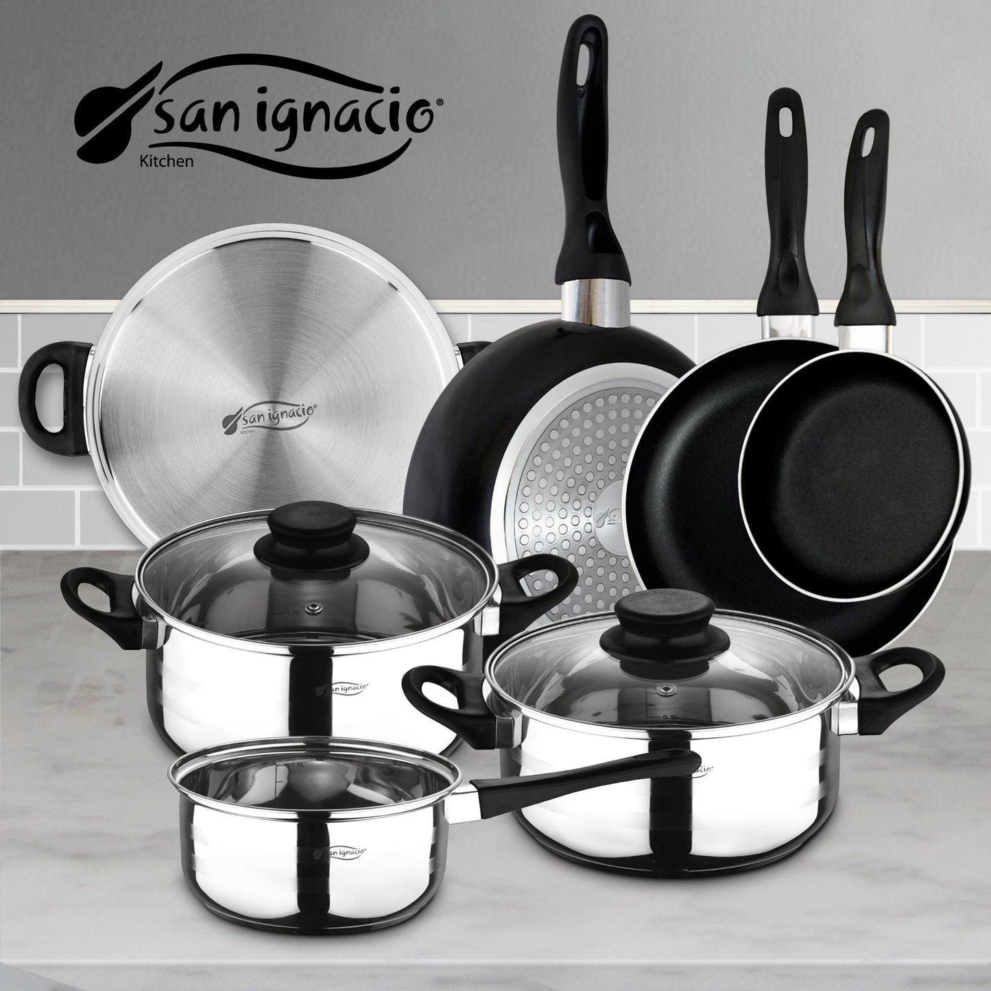 Set San Ignacio con Sartenes y Batería de Cocina de 5 Piezas