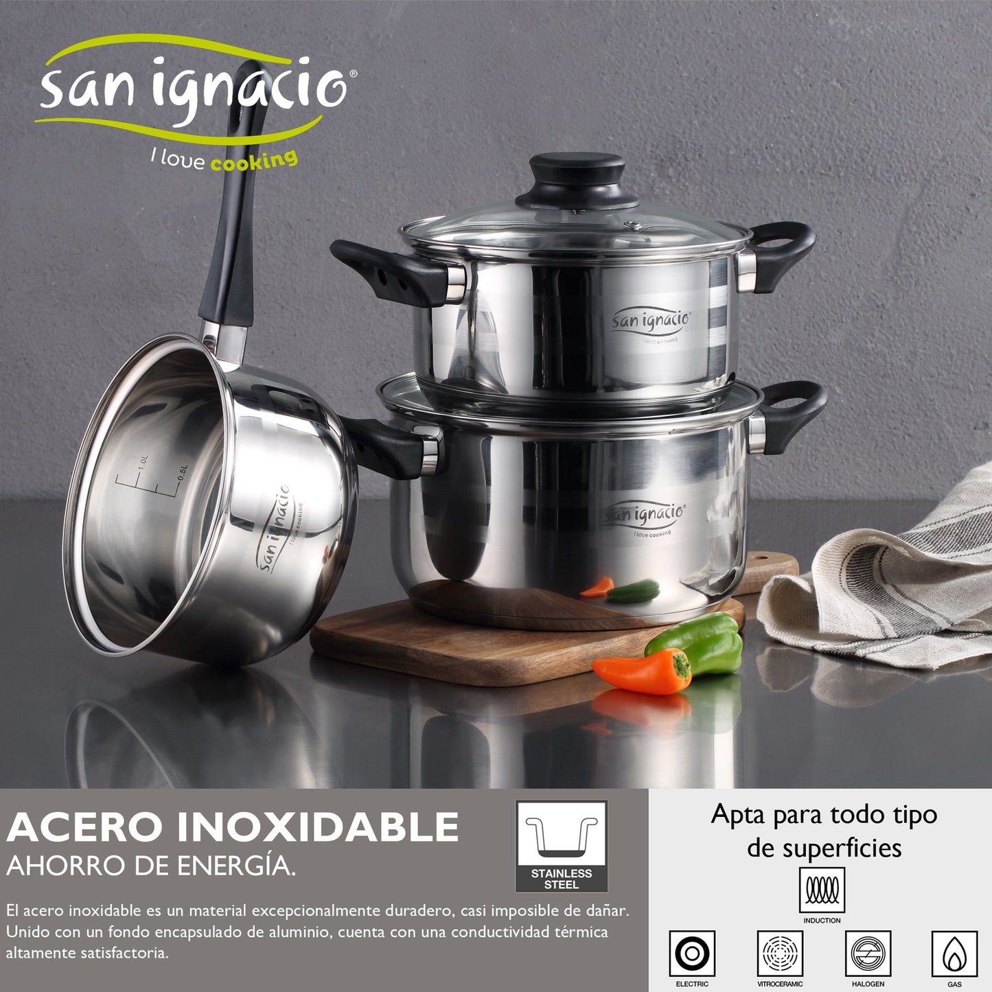 Set San Ignacio con Sartenes y Batería de Cocina de 5 Piezas