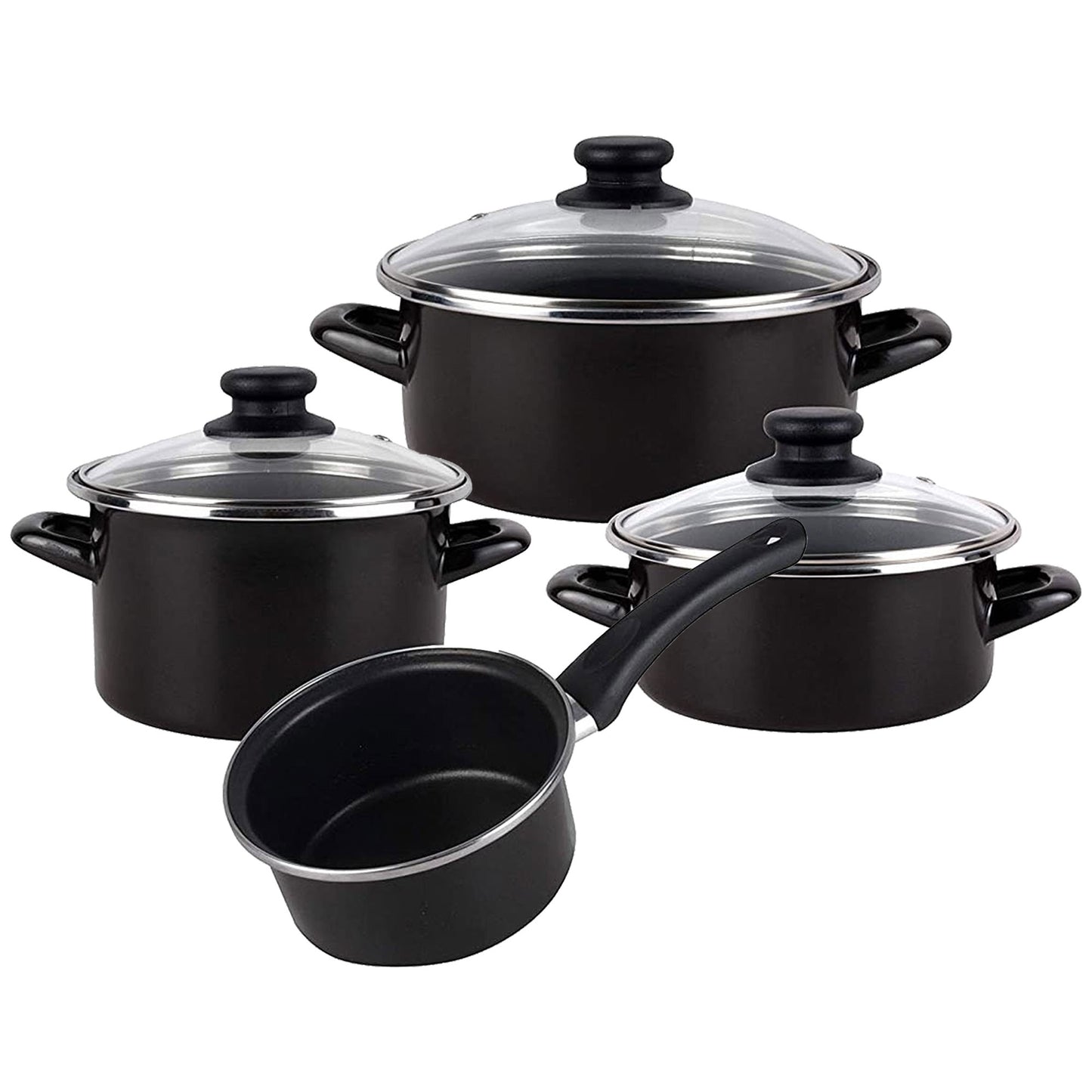 Batería de Cocina 10 Piezas Magefesa: Cacerolas, Olla, Cazo, 3 Sartenes Acero Vitrificado y Utensilios - Colección Kenia