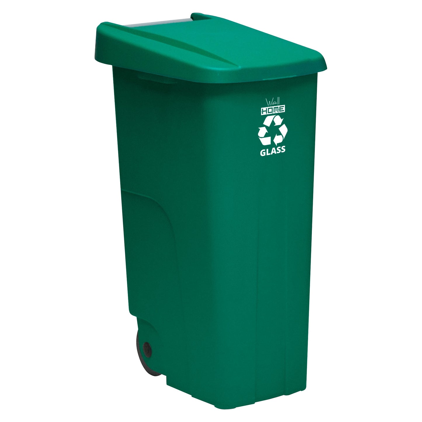 Contenedor - Cubo de Basura WellHome Reciclo 110L con Tapa y Ruedas, Ideal para Reciclaje de Papel y Cartón